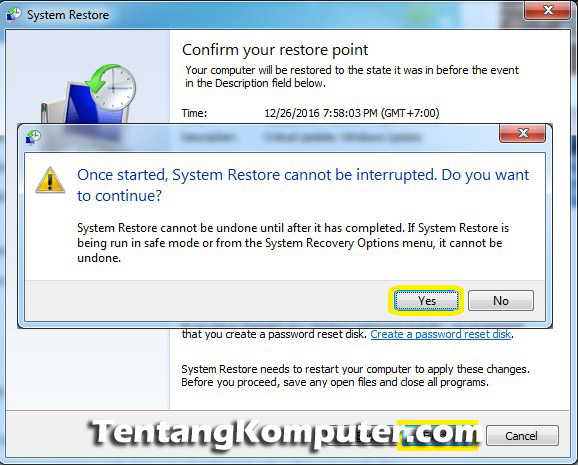 Cara Mudah Menggunakan System Restore Windows 7, 8, 10