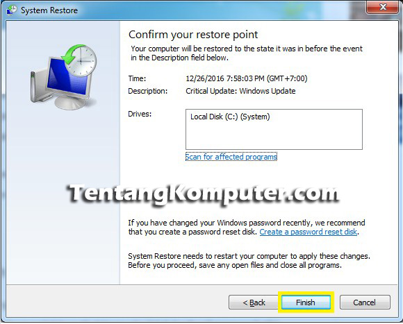 Cara Mudah Menggunakan System Restore Windows 7, 8, 10